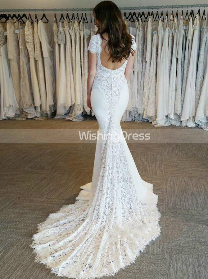 cap sleeve mermaid wedding dress