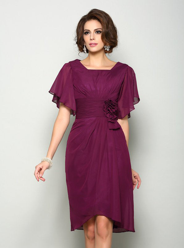short chiffon dresses with sleeves