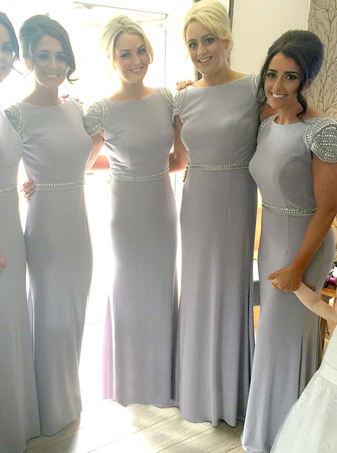 Silver Bridesmaid Dress,Chiffon Long 