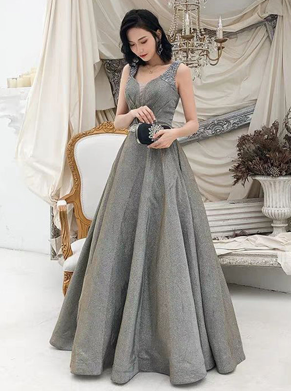 silver prom gown