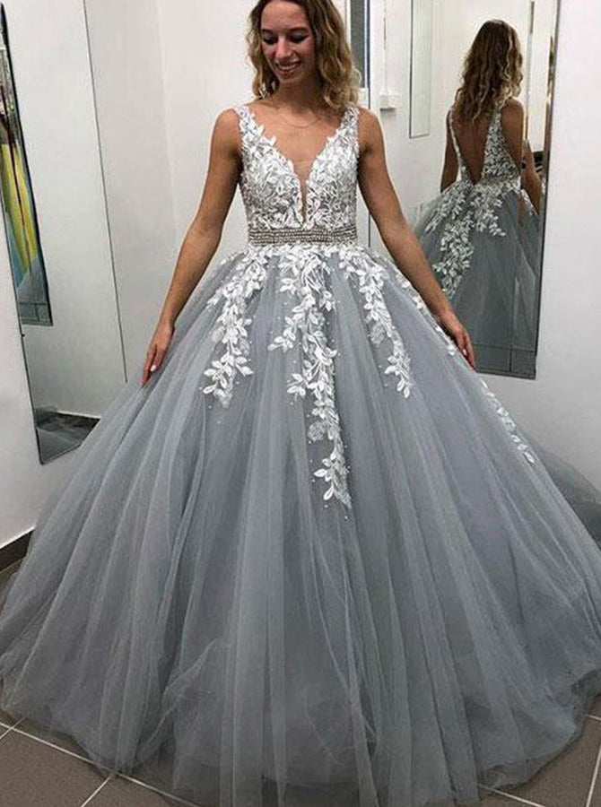 open back ball gown