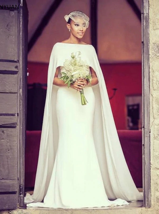simple wedding dress with cape