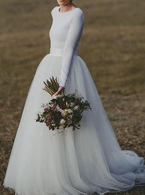 simple wedding gown with sleeves