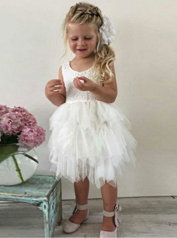 white baby flower girl dress