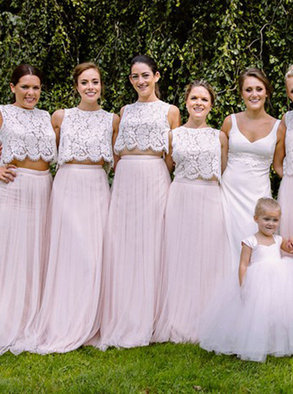 pink long bridesmaid dresses