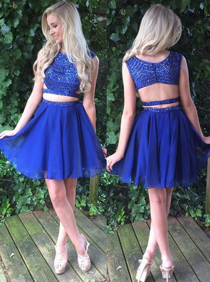 royal blue two piece dress