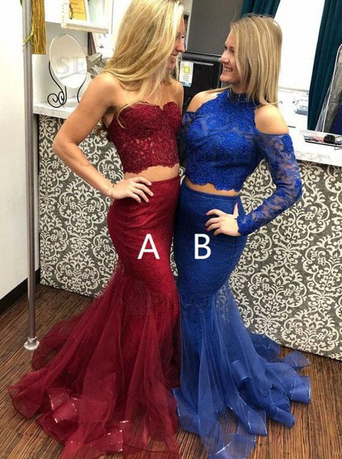 red fit and flare prom dress