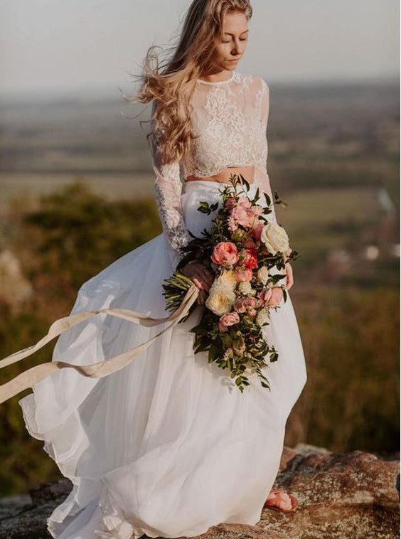 two piece bohemian wedding dress