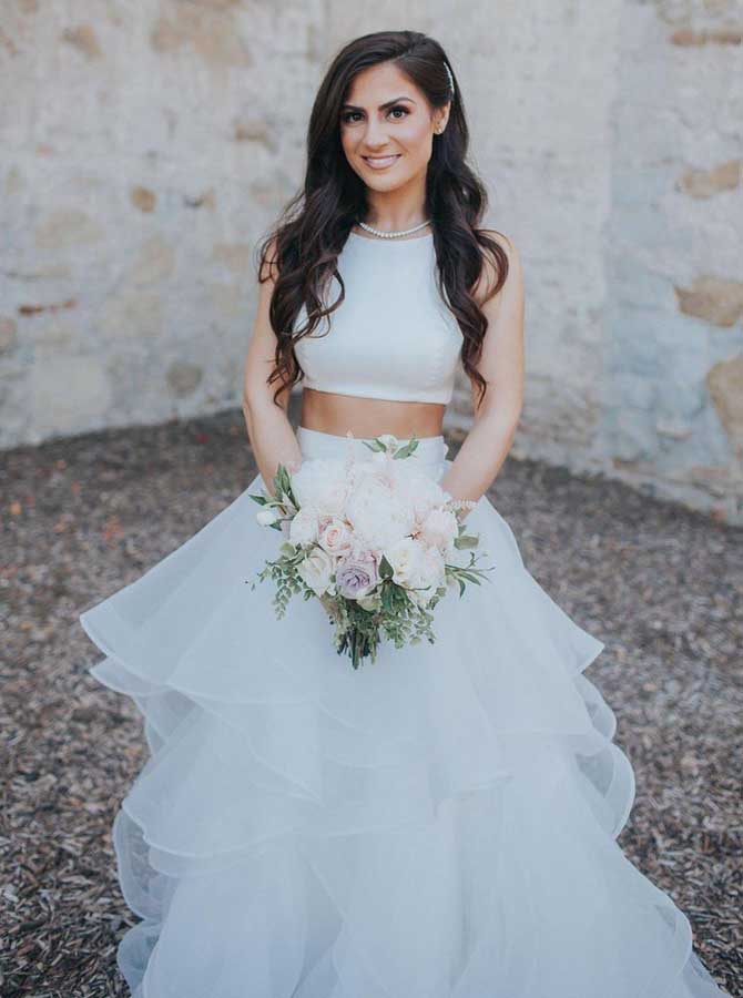 white two piece wedding dress