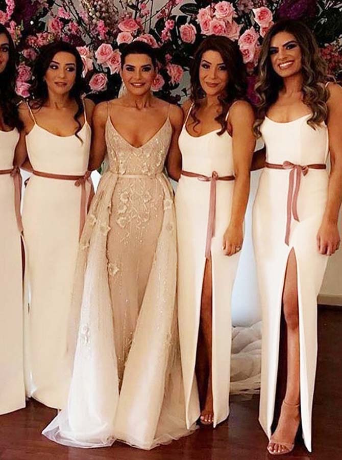 white bridesmaid dresses