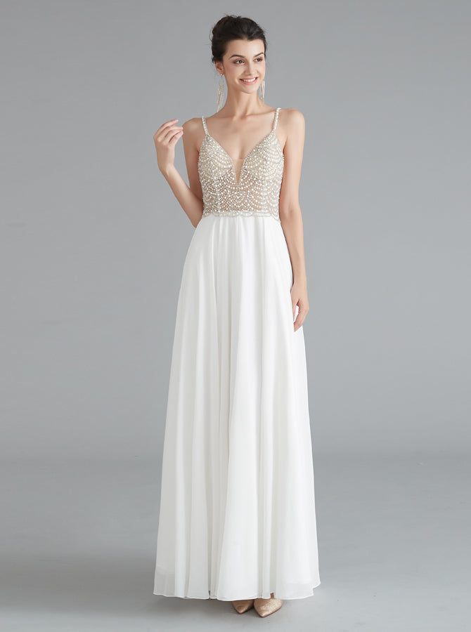 white graduation dress long