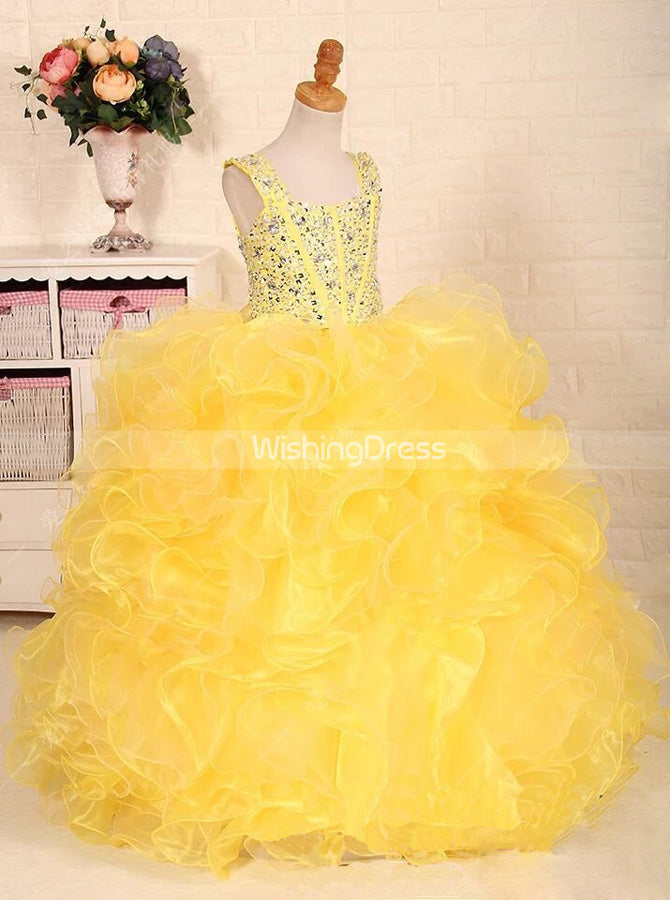 little girl yellow pageant dresses