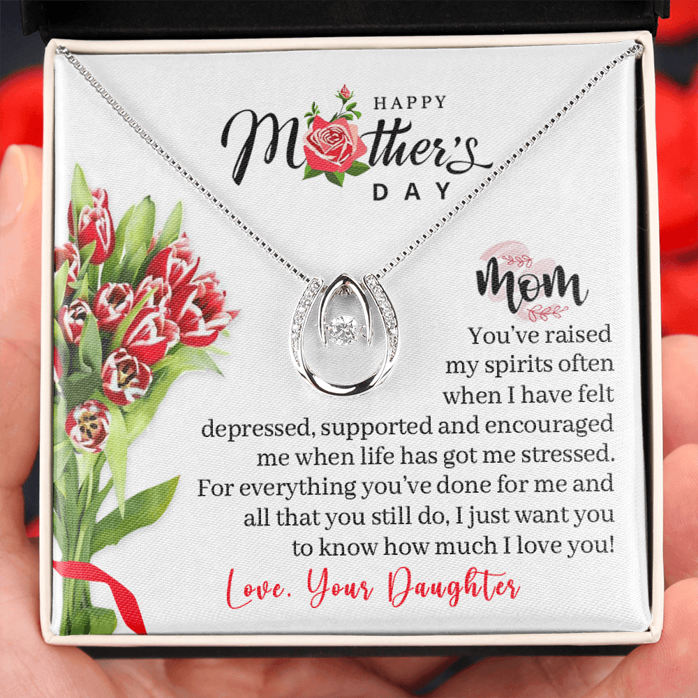 Happy Mother's Day Mom from Daughter Message Card Necklace for Mom ...