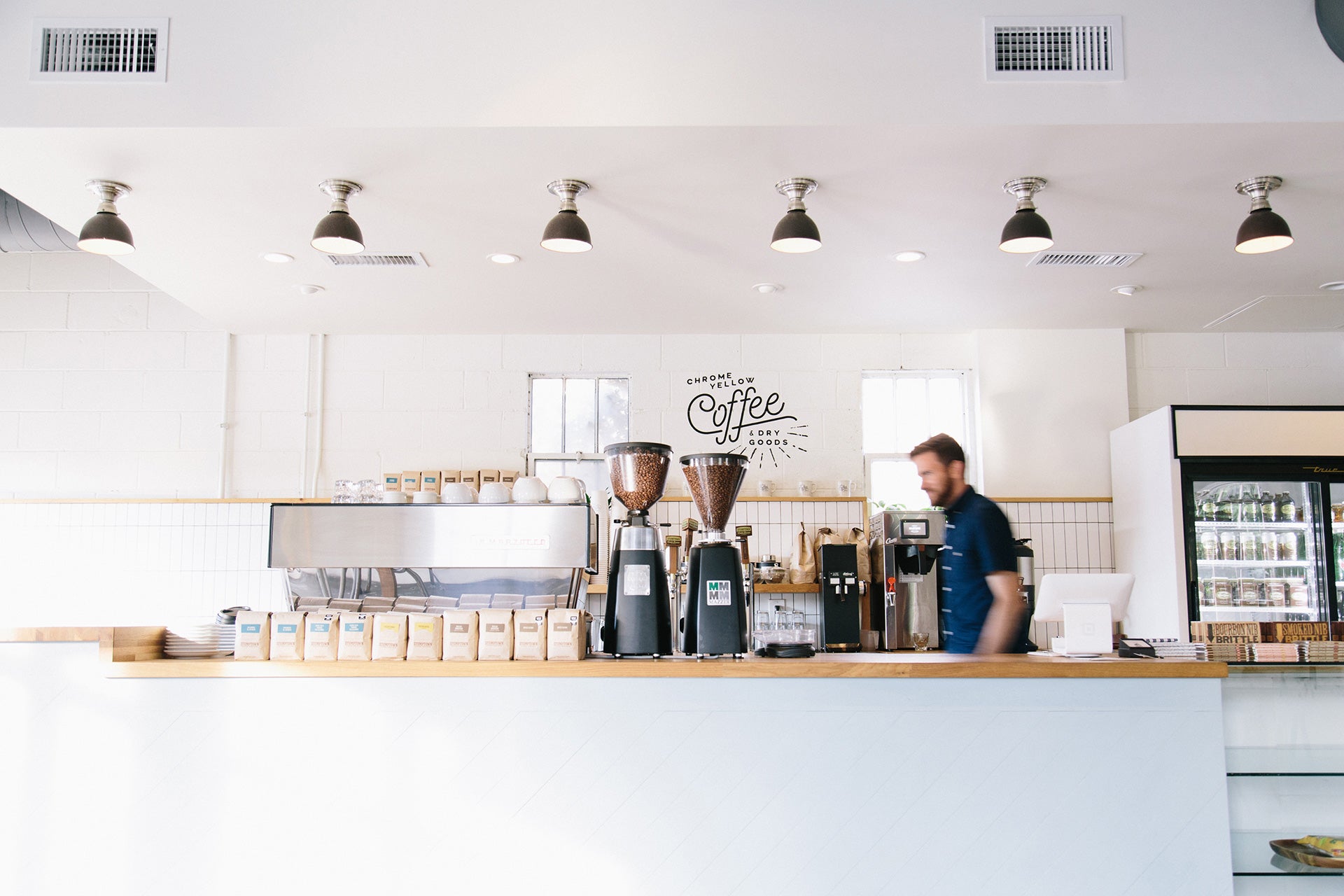 Full shot of coffee counter.