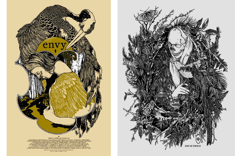 Two examples of David's poster illustrations.