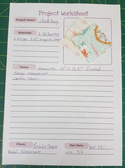 Project worksheet for sewing and quilting projects