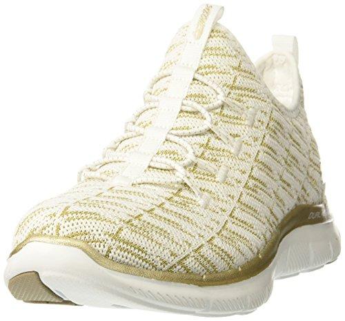 skechers white and gold flex appeal