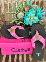 Corky's Ahoy PINK Leopard Flip Flops