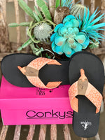 Corky's Ahoy PEACH Leopard Flip Flops