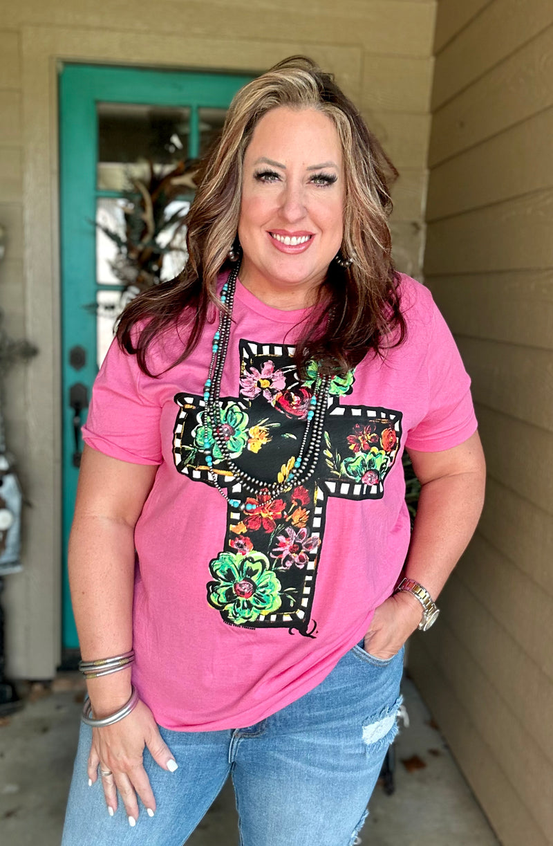 Floral Cross Tee BY Callie Ann