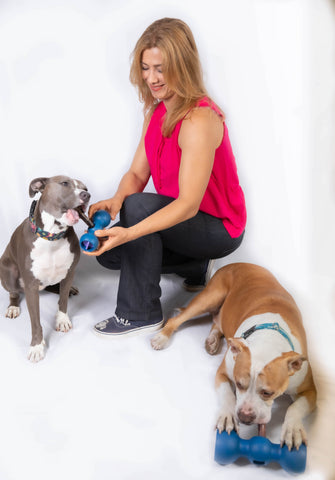 Johnna and her dogs with Bully Buddy
