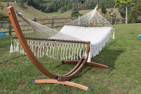 Brown metal hammock stand