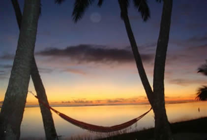 Mexican hammock in Rarotonga sunset