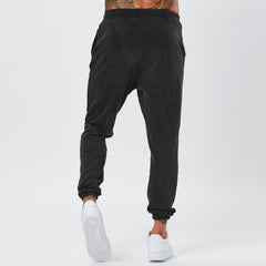 Back View of Mens Plain Joggers in Vintage Wash
