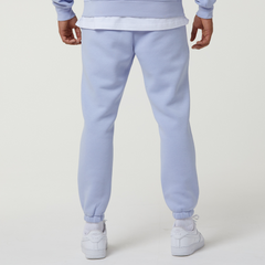 Back view of the Faded mens joggers in light blue