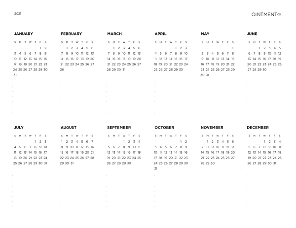 2021 Printable Download Calendar with Goals/Reflection Space - 8.5x11"
