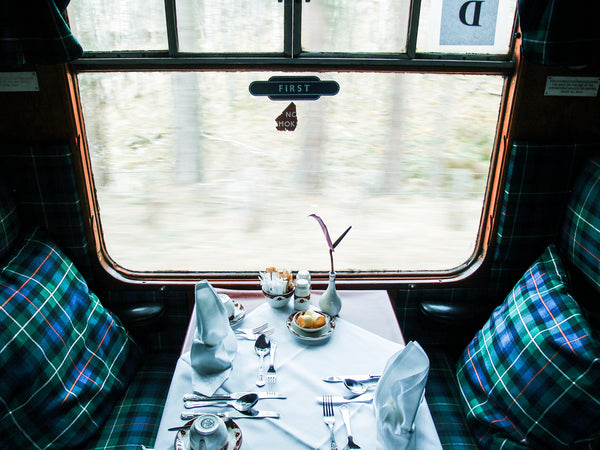 Dining car when traveling by train