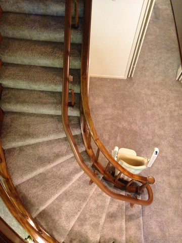 VIVA Mobility's Handicare Freecurve stairlift custom curved rail installation - top view