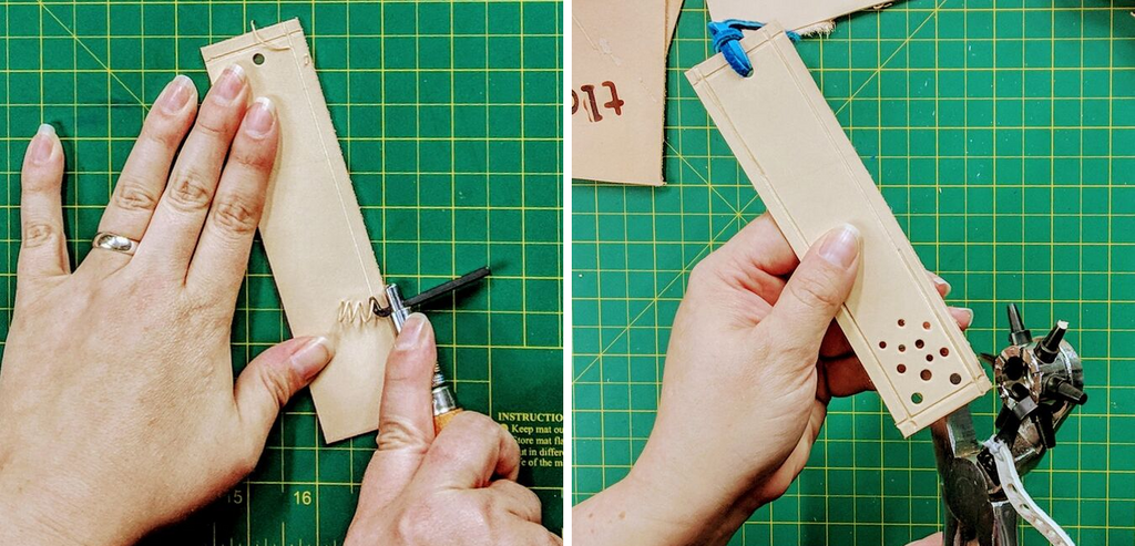 add customization to your DIY leather bookmark