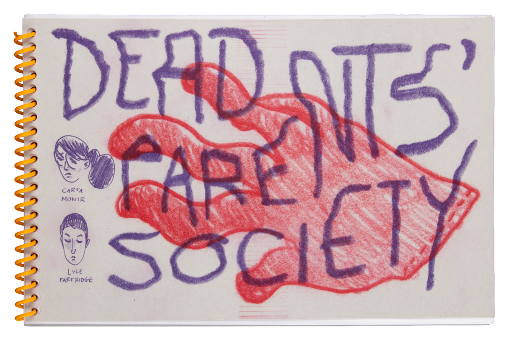 Image of a zine by Carta Monir and Lyle Partridge called Dead Parents Society