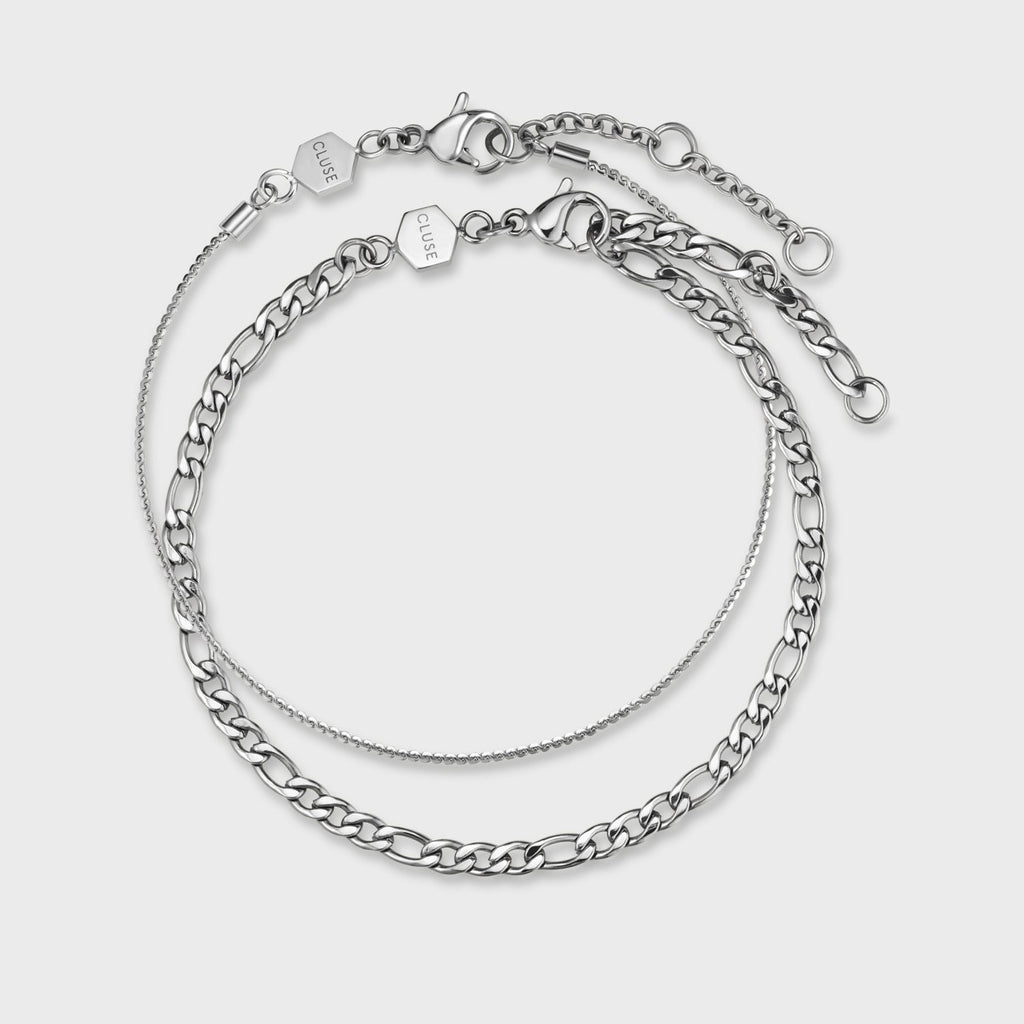 Essentielle Figaro Chain Bracelet Set, Silver Colour