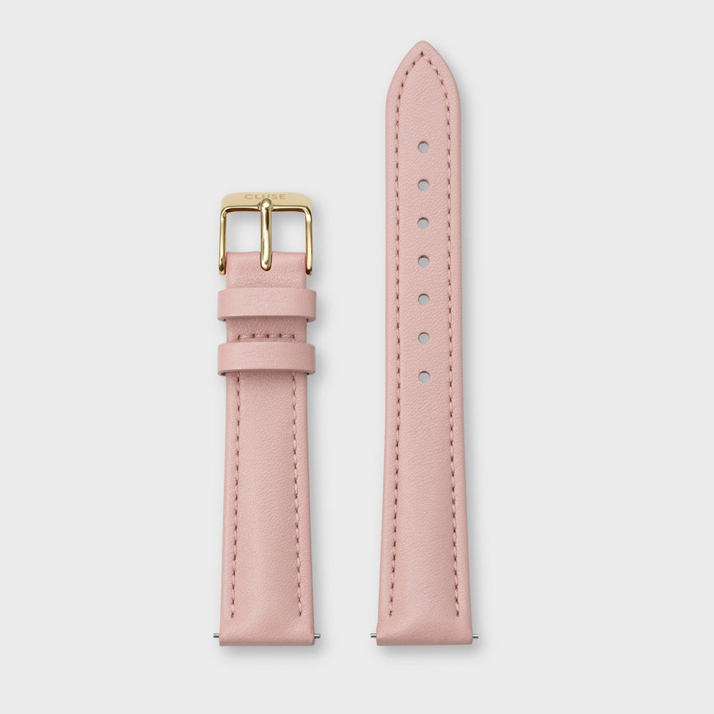 Strap 16 mm Leather Pink, Gold Colour