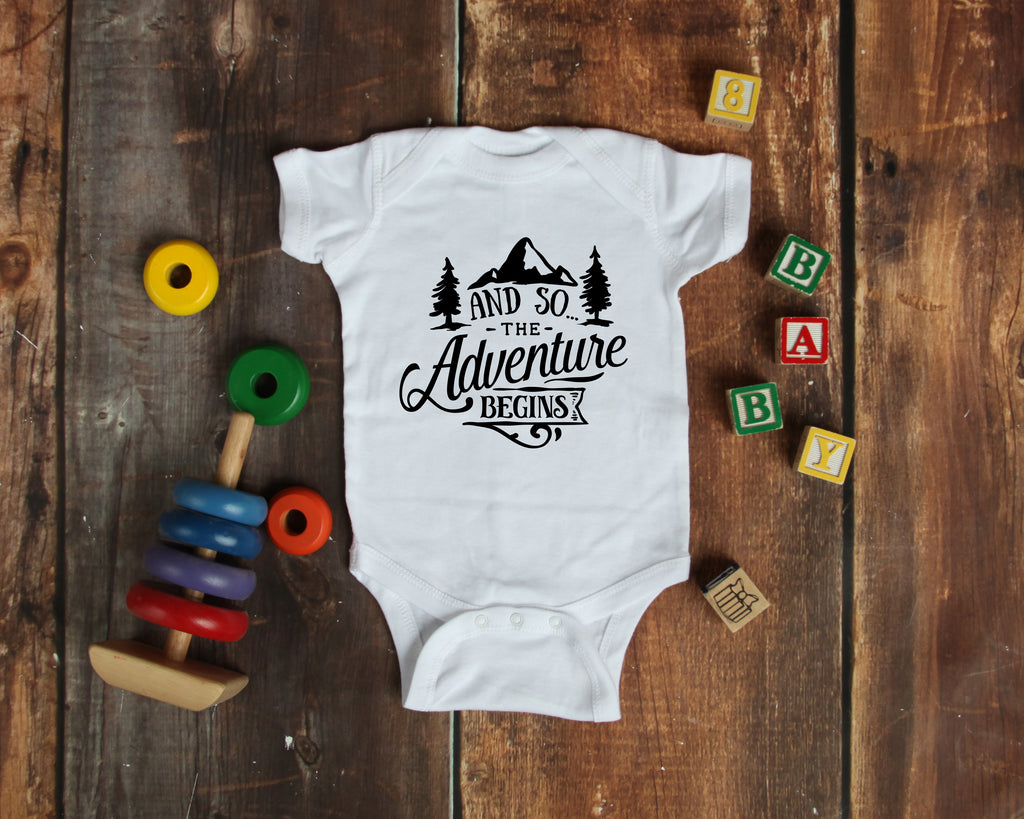 ndapprenticeships® And So The Adventure Begins Baby Pregnancy Announcement Baby Bodysuit Onesie®