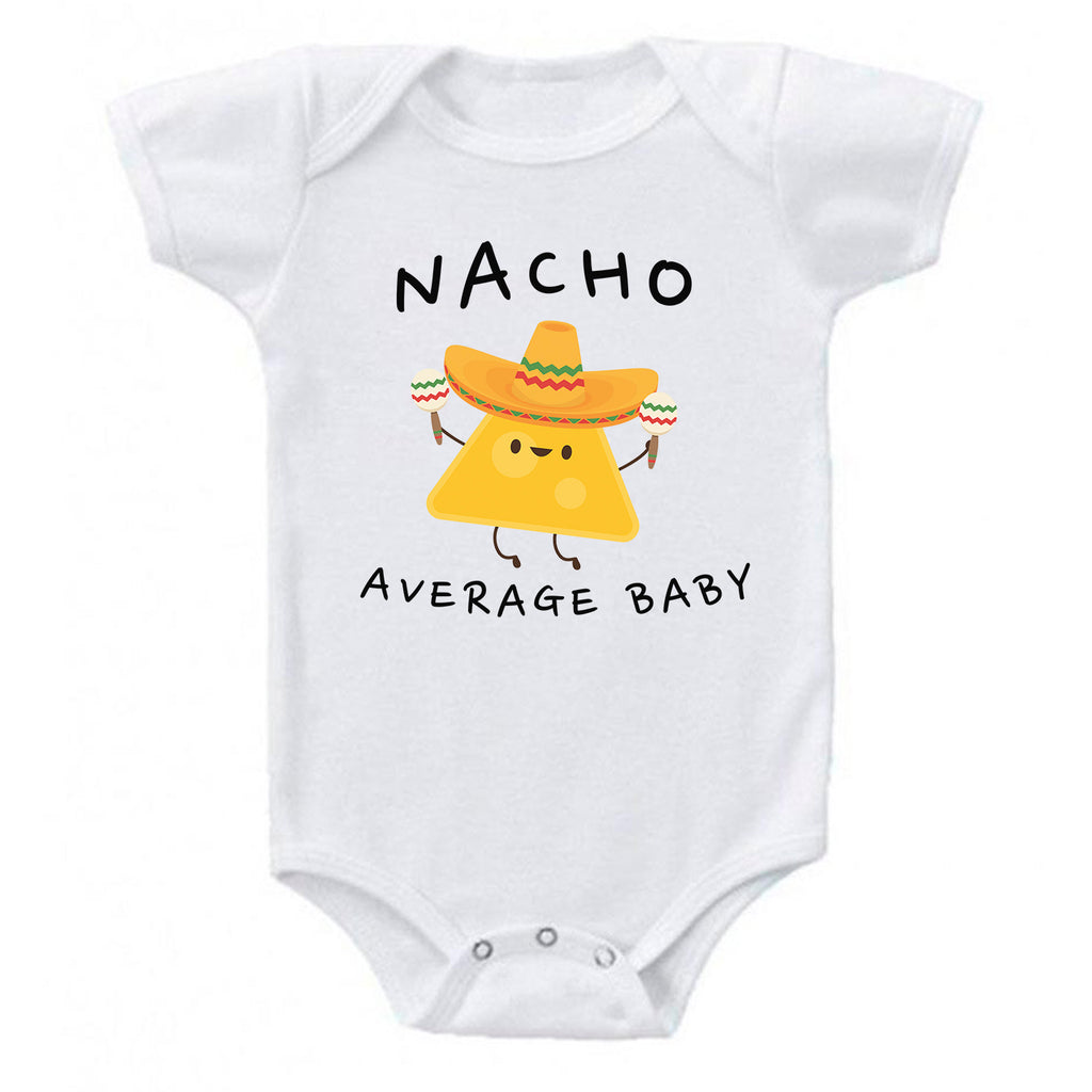 ndapprenticeships Nacho Average Baby Funny Taco Tuesday  Baby Romper Bodysuit, Funny Nacho Onesie, Nacho Baby Onesie, Baby Shower Gift, Pregnancy reveal, Baby Boy Onesie, Baby Girl Onesie