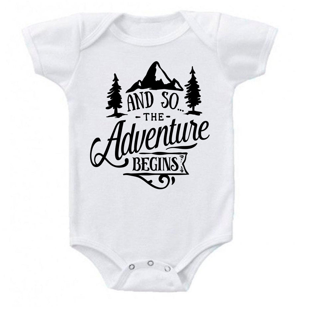 ndapprenticeships® And So The Adventure Begins Baby Pregnancy Announcement Baby Bodysuit One piece Romper Baby announcement, pregnancy Reveal