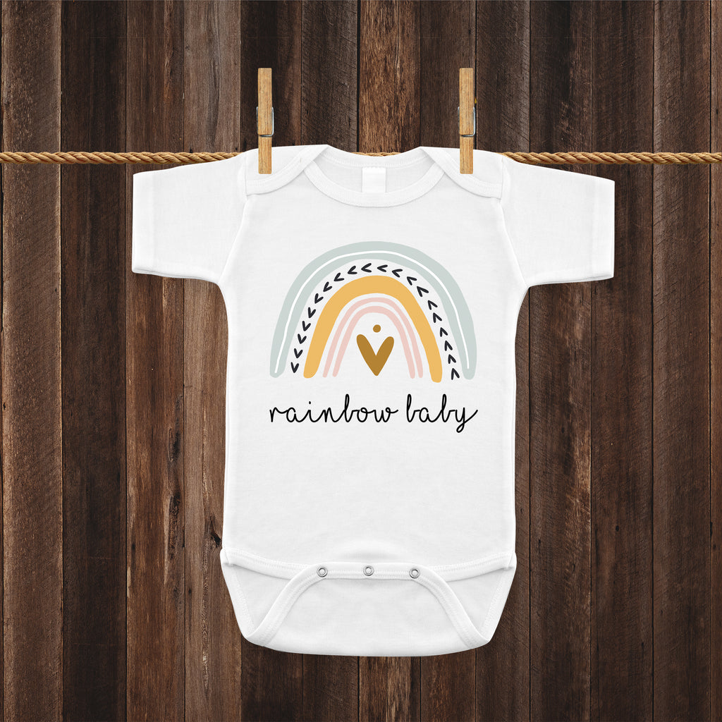ndapprenticeships® Rainbow Baby Pregnancy Reveal Announcement Baby Romper Bodysuit