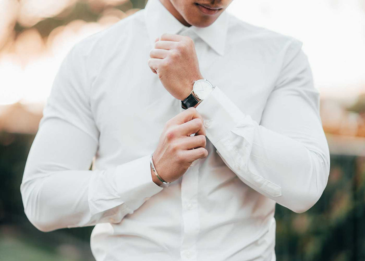 athletic fit white dress shirt