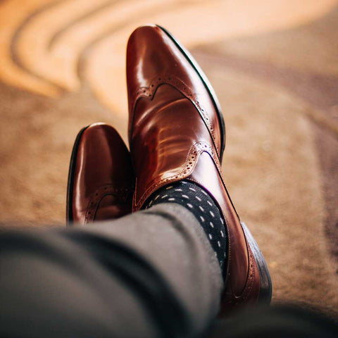 brown loafers close up lounging