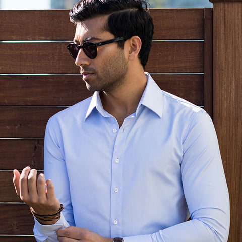 light blue dress shirt herringbone texture smooth