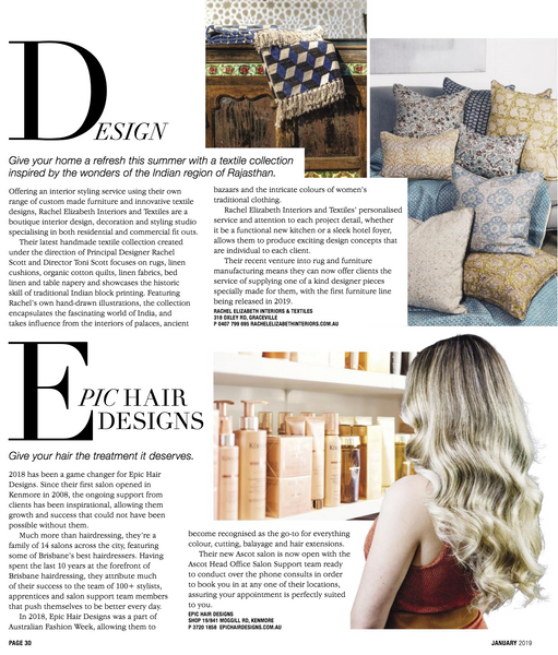 Style Magazine January Edition featuring Rachel Elizabeth Interiors & Textiles