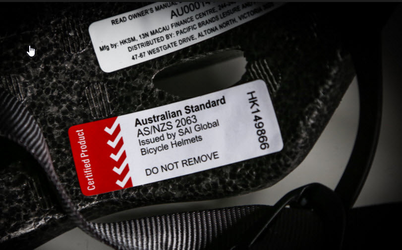 Australian standards for helmets