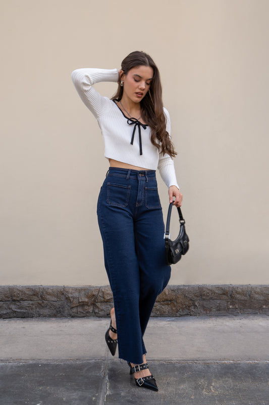 Pantalón Jean Wide Leg Flavia Pocket