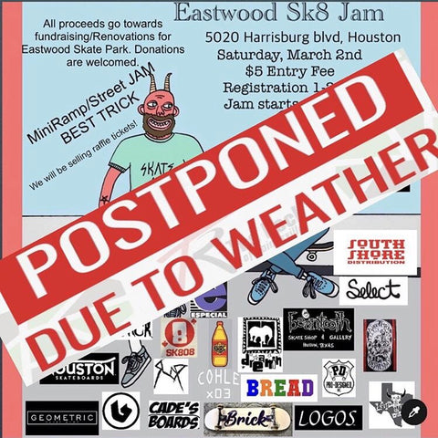 Eastwood Sk8 Jam Postponed due to rain
