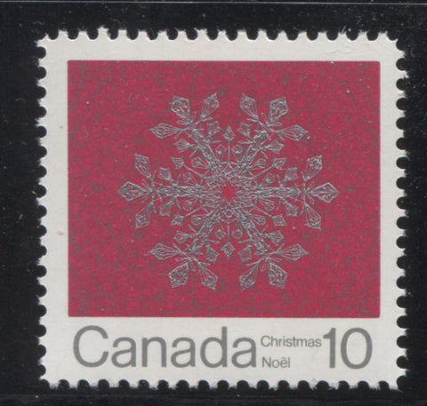 The 1971 10c Dark red and silver Christmas stamp of Canada