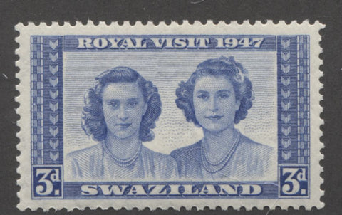 The 3d ultramarine 1947 Royal Visit stamp of Swaziland