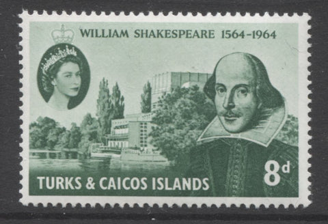 The 8d 1964 Shakespeare Festival Issue of the Turks and Caicos Islands